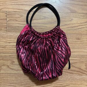 y2k 2000s Candies Pink Black Zebra Print Sequin Purse Hobo Bag